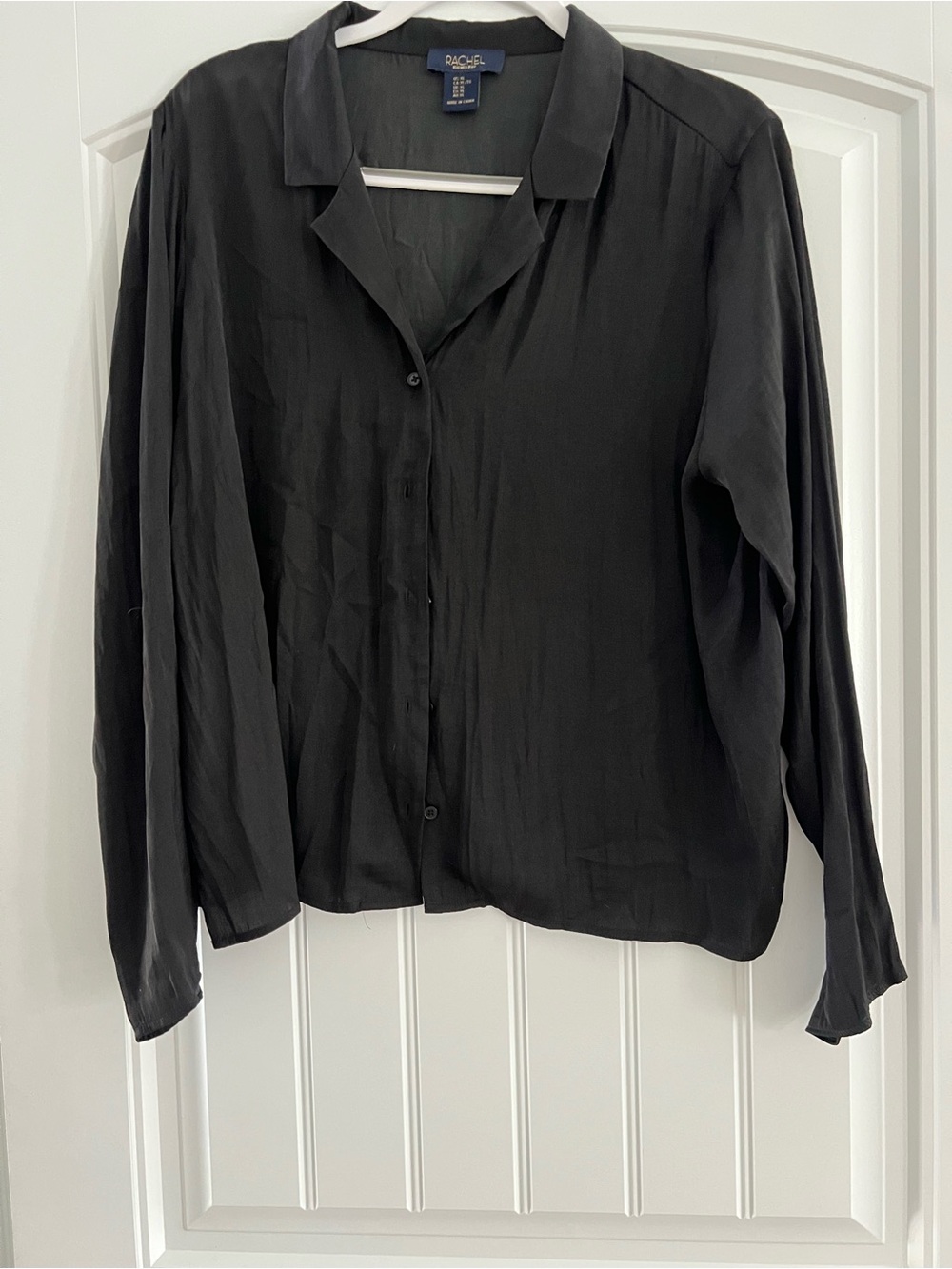 RACHEL Rachel Roy Black Long-Sleeve Button-Down Shirt